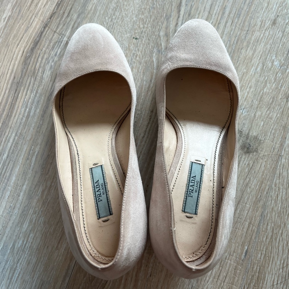 Prada Calzature Donna Suede Cipria Block Heels (Size 35) - Picture 3 of 10